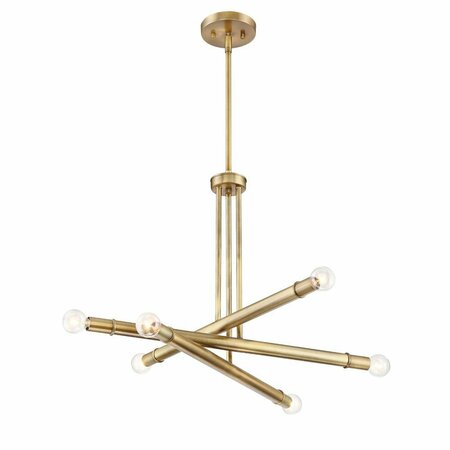 DESIGNERS FOUNTAIN Emmett 6 Light Modern Old Satin Brass Chandelier For Dining Rooms 92786-OSB